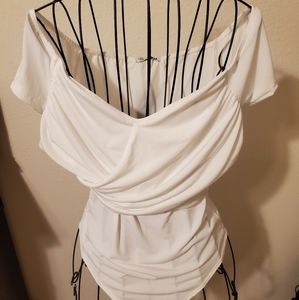 NWT white over shoulder bodysuit